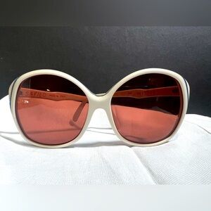 Vintage Safilo White Frame Blue Stripe Oversize Sunglasses Italy #106 HIT 24